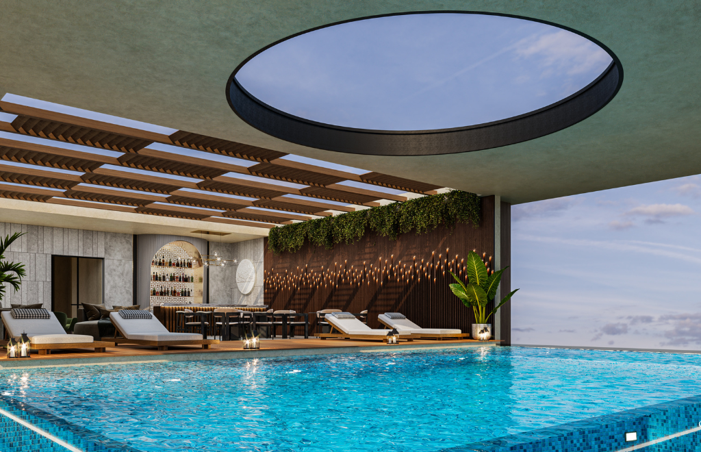 Luxury pool and lounge area